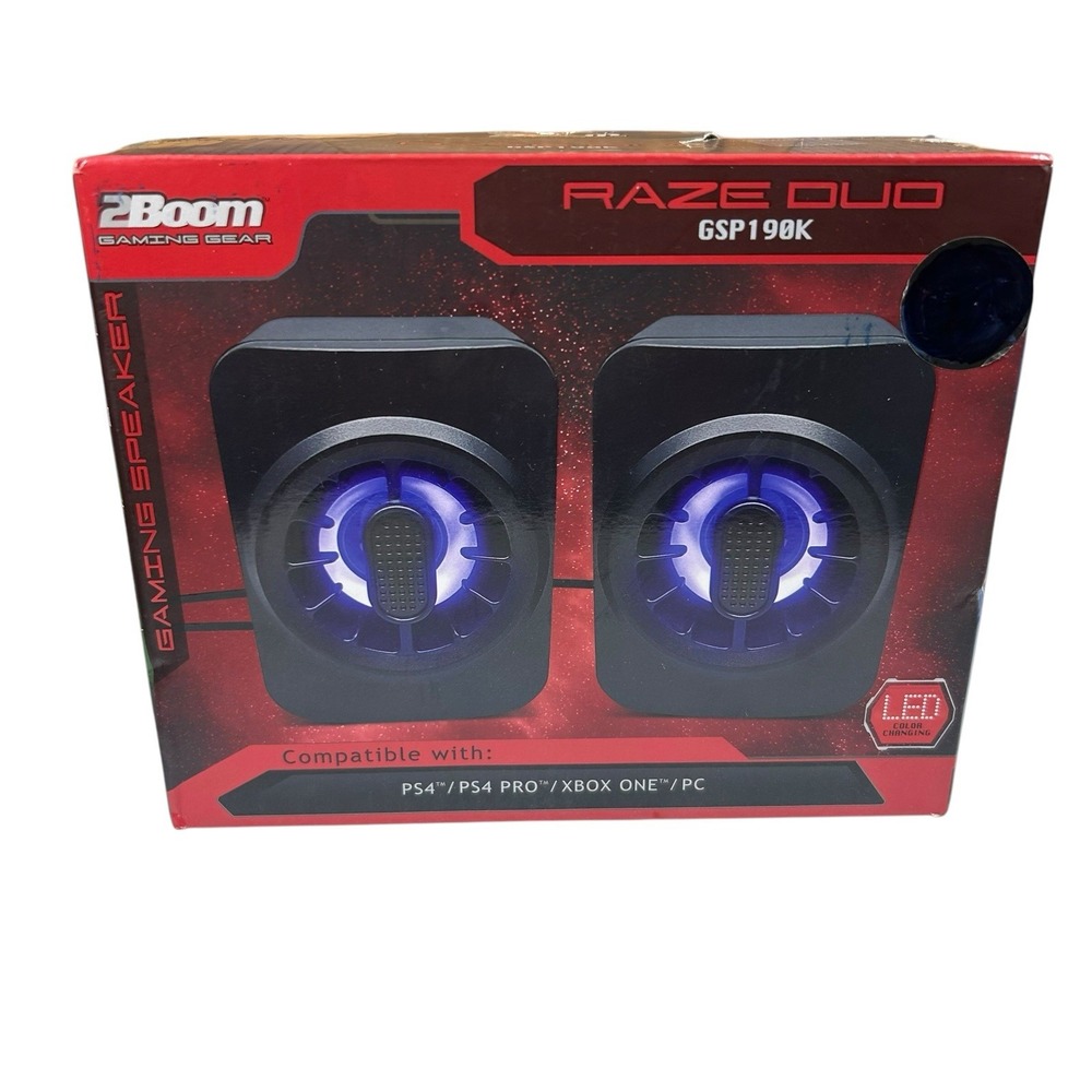 2Boom Raze Duo LED Wired USB Stereo Gaming Speakers LED Color Changing GSP190K